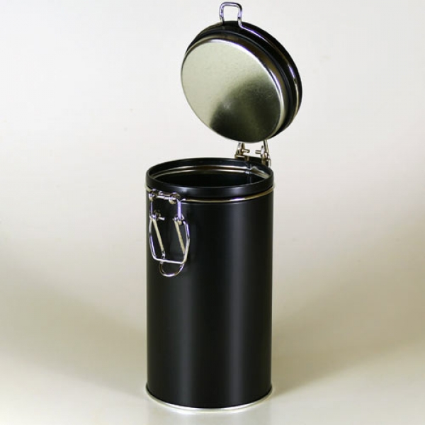 Bügelverschlussdose rund, schwarz, 95x200mm