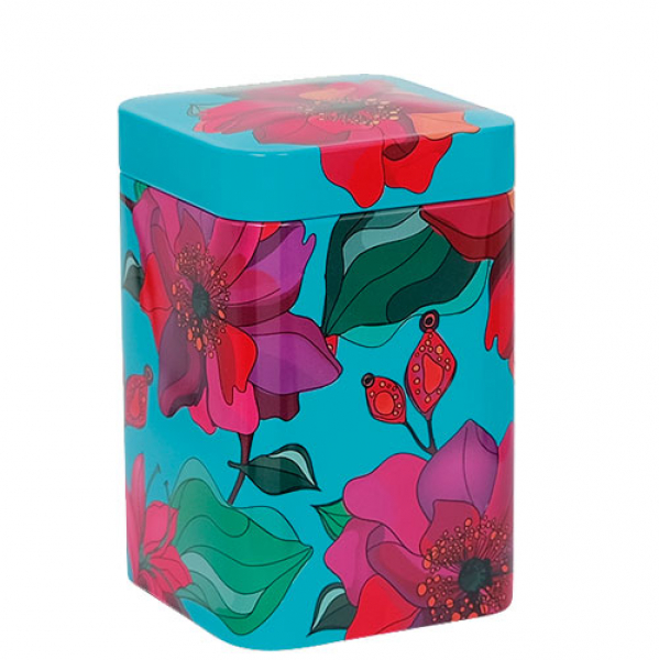 Dose Poppy - rote Mohnblüte, türkis, 100g