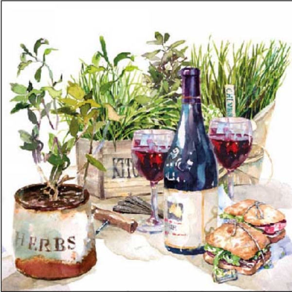 Lunch-Servietten "Wine & Herbs" 33x33cm