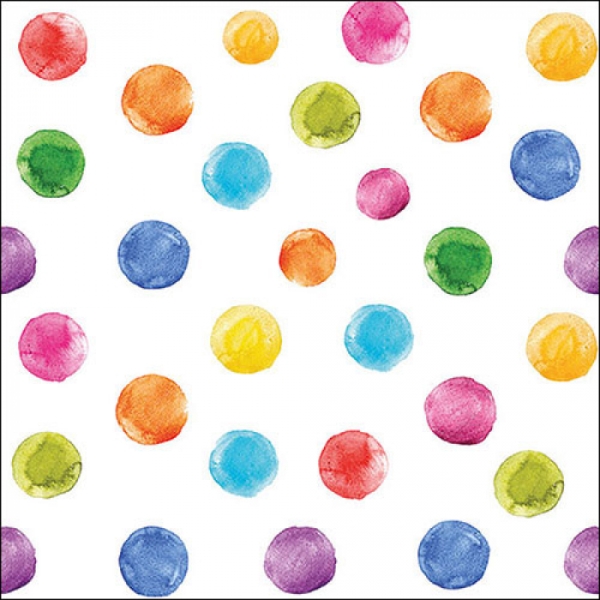 Cocktail-Servietten "Polka dots white" 25x25cm