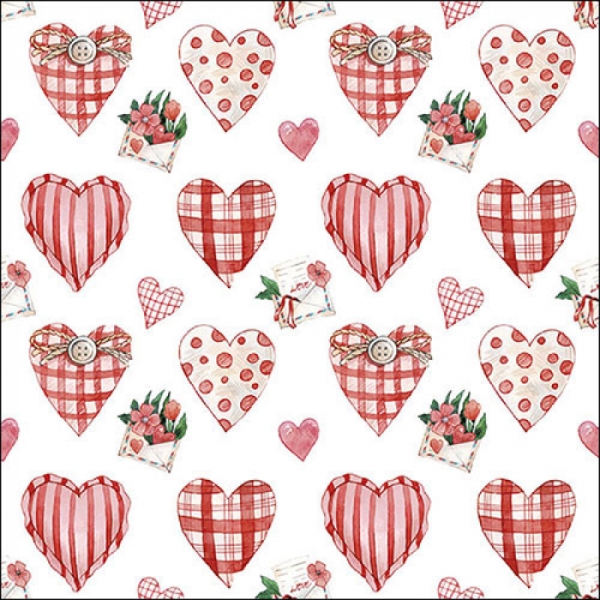 Cocktail-Servietten "Lovely Hearts" 25x25cm