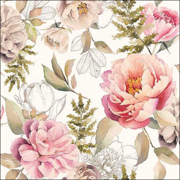 Lunch-Servietten "Peonies composition cream" 33x33cm