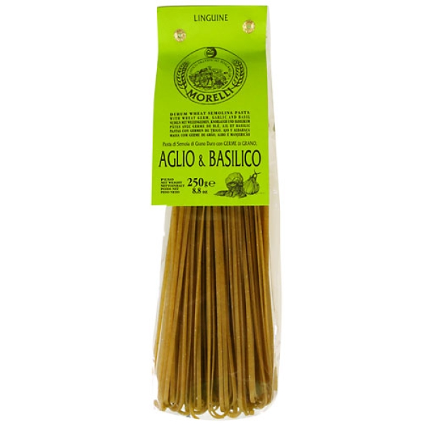 Linguine Aglio & Basilico MorelliWeizenkeimnudeln mit Knoblauch & Basilkum