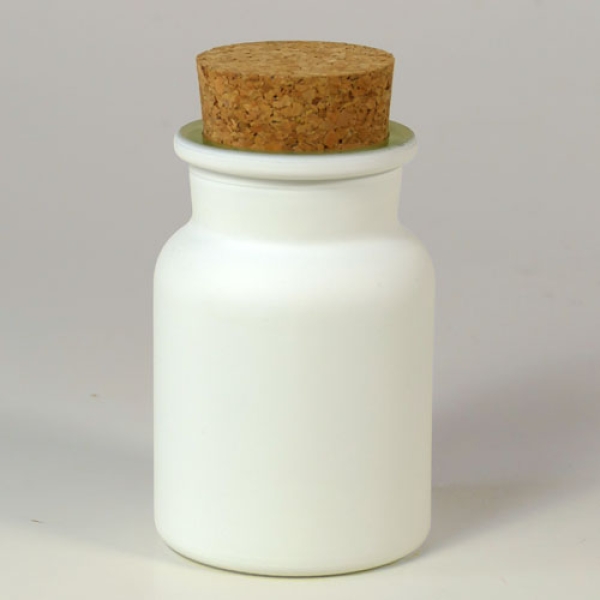 Glas mit Presskorken 150 ml, weiß matt beschichtet