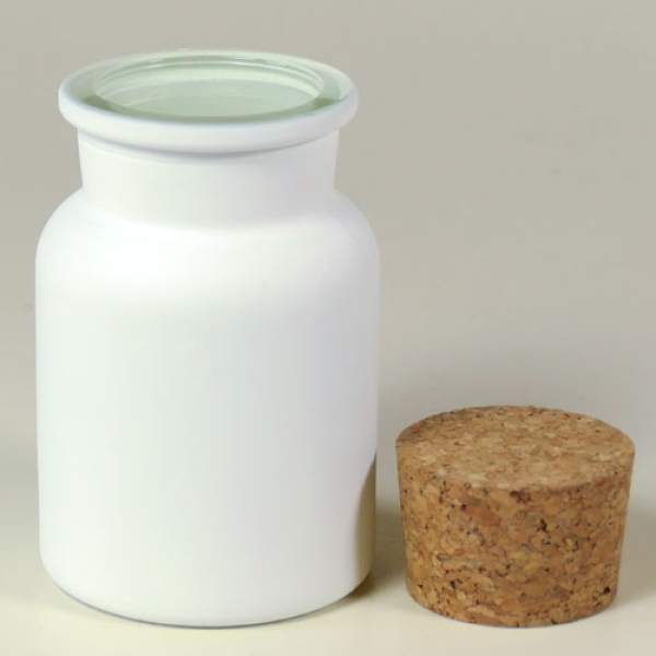 Glas mit Presskorken 150 ml, weiß matt beschichtet