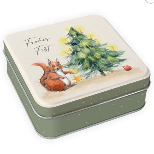 Geschenkdose Frohes Fest mit Eichhörnchen
