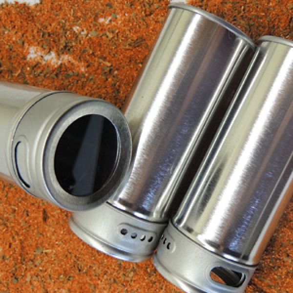 Gewürzstreuer aus Weißblech, 40 x 100 mm