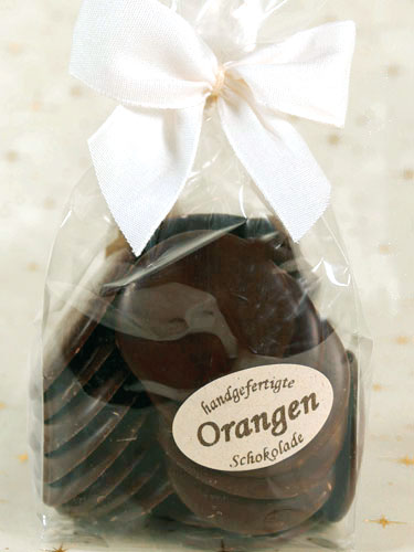 Orangen-Taler mit Zartbitter-Schokolade