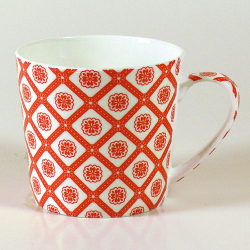 Tasse Blümchen rot, Brilliantporzellan