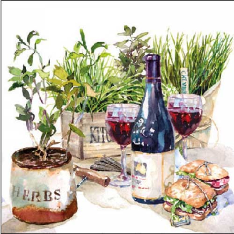 Lunch-Servietten "Wine & Herbs" 33x33cm