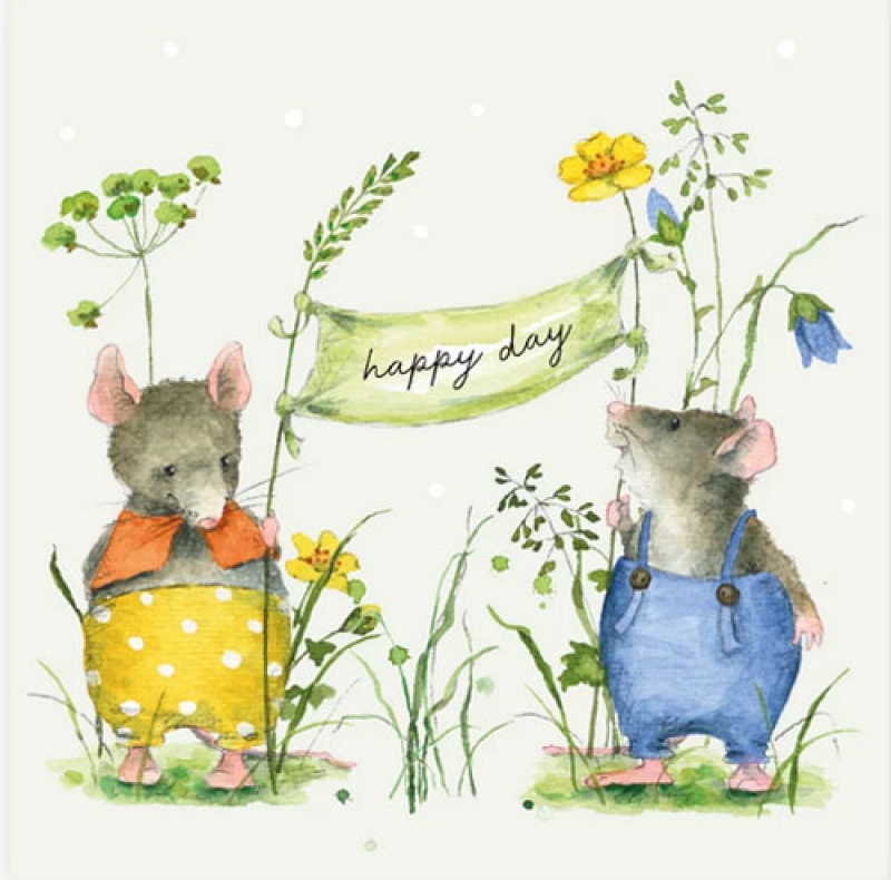 Cocktail-Servietten "Happy Day Mäuseparty" 25x25cm
