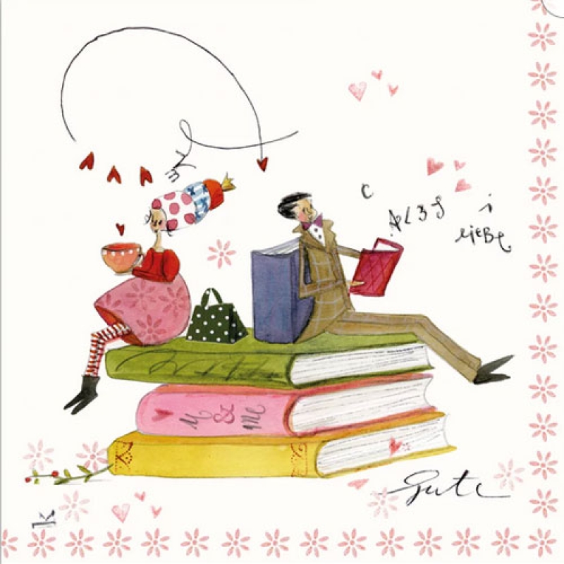Cocktail-Servietten "Wir lieben Bücher" 25x25cm